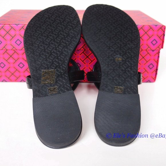 NIB Tory Burch Metal Miller Leather Thong Sandal BLACK 7 7.5 8 8.5 9 9.5 AUTHNT - Picture 15 of 16
